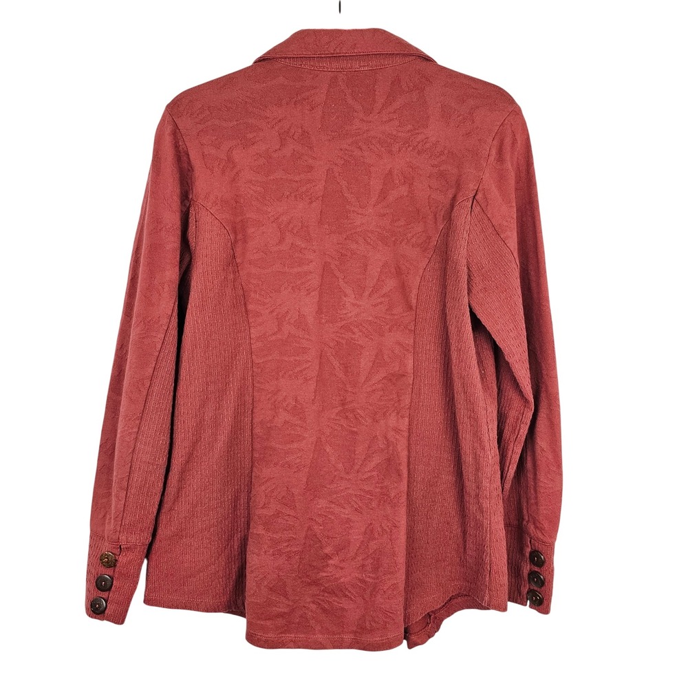 Soft Surroundings Women's Textured Button Front Blazer Coral Pink OrangeSize 10 - Picture 8 of 10